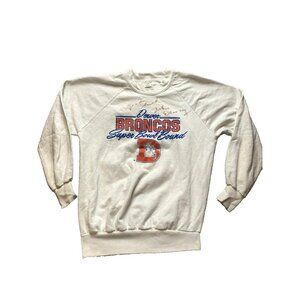 VTG Denver Broncos Sweatshirt Adult Medium Super Bowl JOHN ELWAY Autographed Men